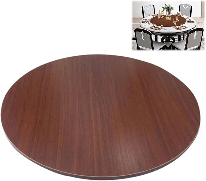 Rotating Serving Plate Round For Dining Table, Ø 50-100cm Lazy Susan Wooden Turntable For Home And Kitchen, Hotel Tabletop Service Trays, No Need To Install, Direct Use (Color : Red-brown, Size : Ø9