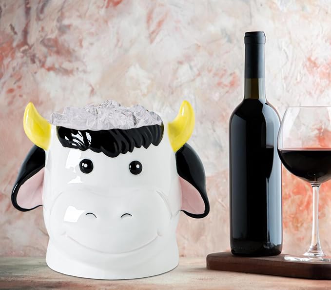 dgudgu Cow Kitchen Utensil Holder For Countertop Ceramic Utensil Crock For Kitchen Countertop, White Pink Decor Cute Farmhouse Storage Organizer For Forks, Spoons & Cooking Tools