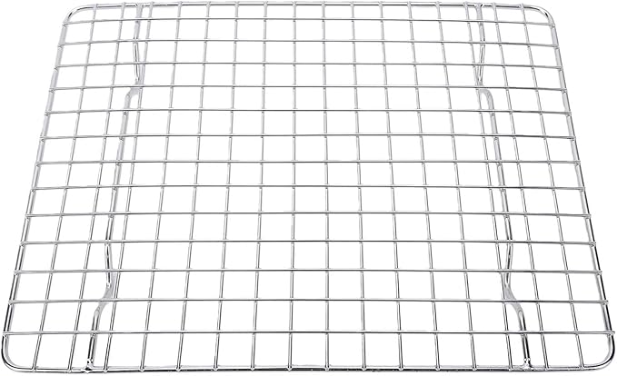 VINGVO Stainless Steel Cooling Rack, Wire Cookies Baking Drying Rack, Oven Baking with Support Feet, Ideal for Cookies, Cakes, Breads, Pizzas, Roasting Meats & Vegetables (25x19.5x1.5cm /