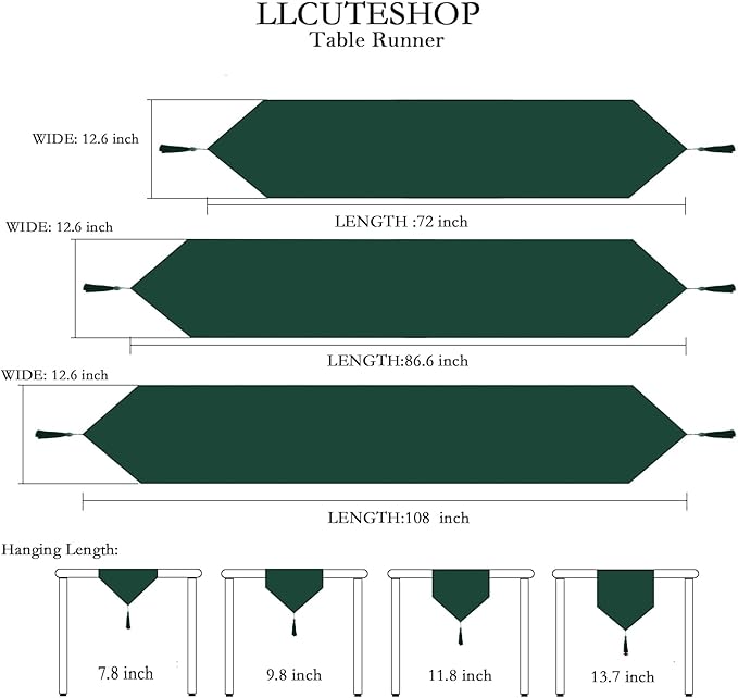 Table Runner Linen Dark Green 12 x 59 Inch, Tablerunner Linen Look Solid Color, Modern Easy Care Table Runner for Dining Table, Coffee Table, Restaurant,Decoration