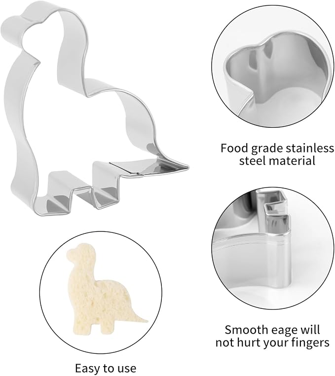 Cookie Cutter ANCKNE Dinosaur Cookie Cutter Set Small Size Stainless Steel Shaped for Kids Dinosaur Theme Birthday Party Supplies