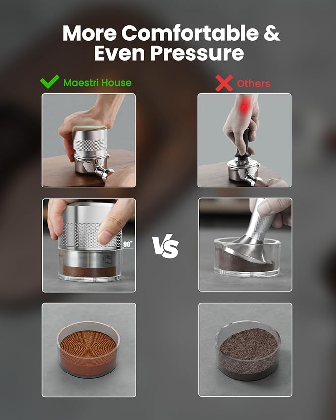 53mm Espresso Tamper, Maestri House Stainless Steel Barista Coffee Tamper for Espresso Machine, Spring-loaded Tamper Fits for 54mm Breville Portafilter Fits for 54mm Espresso Portafilter (Silver)