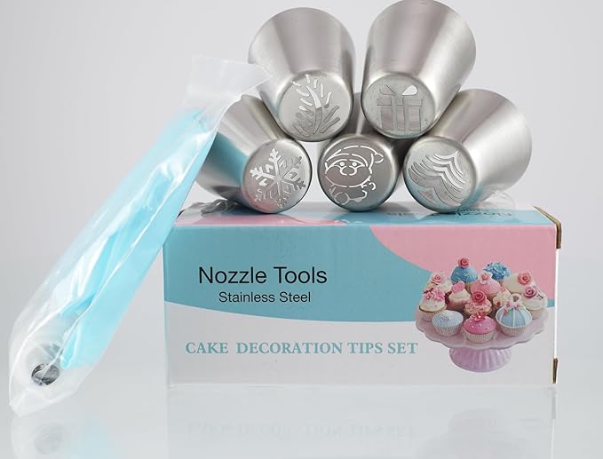 Christmas Piping Bags and Tips Set, 11 Pcs Frosting Tips, Icing Bags Disposable for Cakes Decorating Kit Supplies with 1 Reusable Piping Bags, 1 Couplers