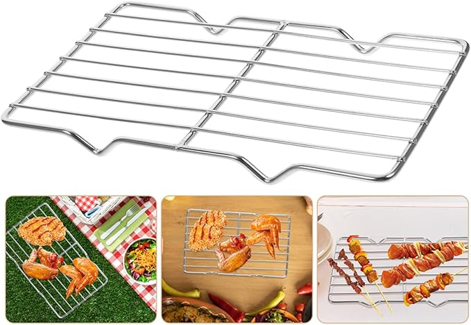 PRETYZOOM 2pcs Stainless Steel Cooling Rack Set Sturdy Wire Rack for Baking Roasting and Cooking for Bread Cookies BBQ and Oven Use