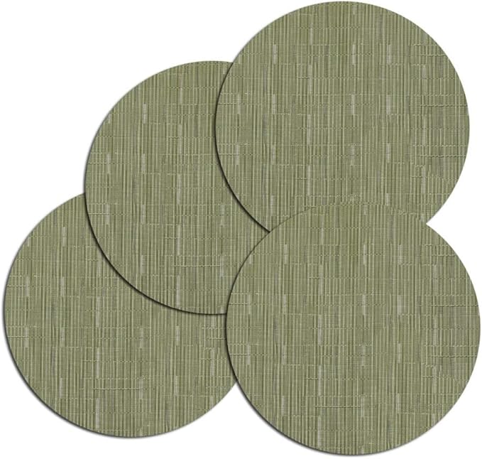 Round Placemats Set of 4 Woven Table Mats Washable Non-Slip Place Mats 13.8 Inch for Christmas Decoration Home Wedding Party,Green