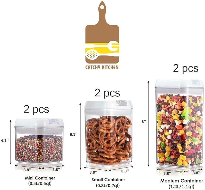 Food Storage Containers with Lids, 6 Pieces Set Airtight Food Containers , Interchangeable Lock Design & Heavy Duty BPA Free Plastic (6)