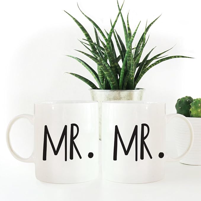 Andaz Press Funny Couples 11 oz Ceramic Coffee Mugs, Mr., Mr., His and Hers Mugs Set of 2, Valentines Day Coffee Mug for Him and Her, Mr and Mrs Mugs, Couple Mugs for Husband and Wife