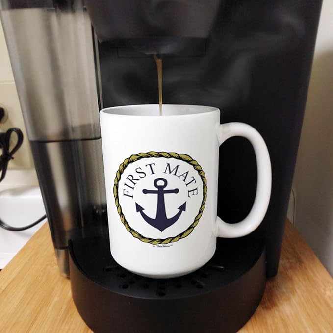 ThisWear Classic Nautical First Mate Mug Captain Nautical Rope Boat Gifts 15oz Ceramic Coffee Mug with Handle