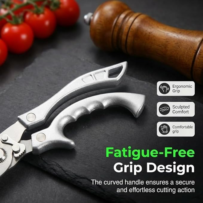 Multi-Purpose Kitchen Shears, 2026 Upgraded Heavy Duty Stainless Steel Kitchen Scissors, with Spring Loaded Handle, Stainless Steel Bone Cut Kitchen Scissors Poultry Shears (2)
