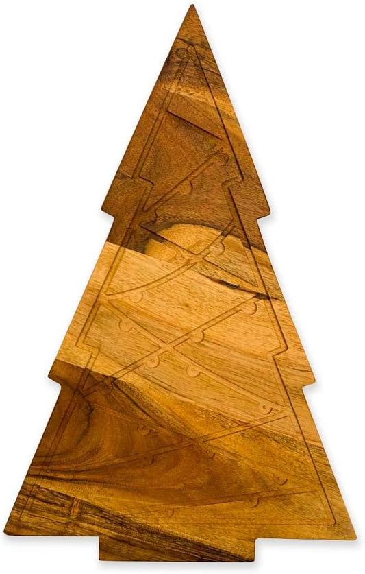 Affinity Decor Christmas Tree Cutting Board for Kitchen, Tree Shaped Wood Cutting Board, Wooden Serving Tray for Cheese, Charcuterie Platter (Lighting Christmas Tree Board 15"L x 9"W)
