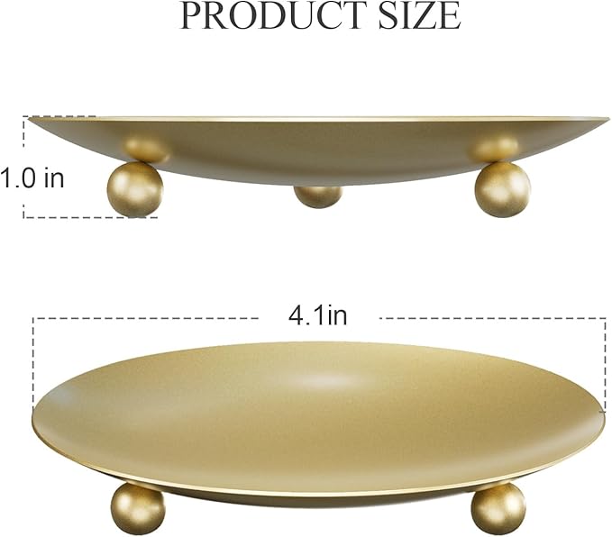 Gold Candle Holders for Pillar Candles, Set of 6 Premium Metal Candle Plates Candle Stand for LED or Wax Candles, Decorative Pillar Candle Holder Dish for Table Centerpiece