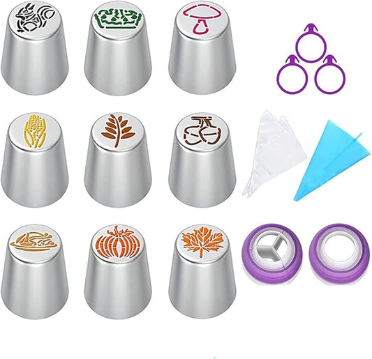Thanksgiving Icing Piping Tips frosting kit Cake Decorating Tools disposable and Reusable Piping Bags Couplers Kit