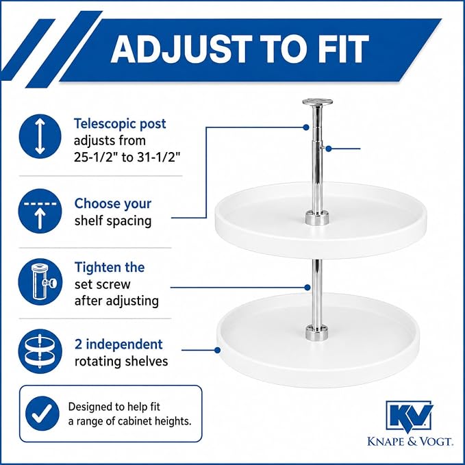 Knape & Vogt 24-In 2-Tier Full-Round Lazy Susan, White