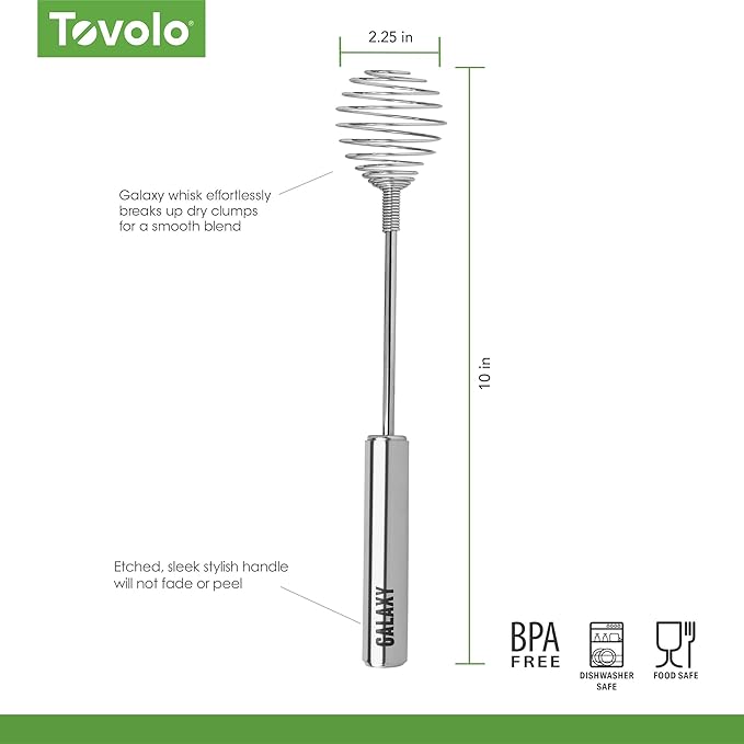 Tovolo Spring Whisk Stainless Steel 10 Inch Galaxy Coil Whisker for Cooking Blending Mixing Stirring Whipping Whisking and Beating, Easy to Clean Dishwasher Safe Frother Stirrer Blender Coil Whisk