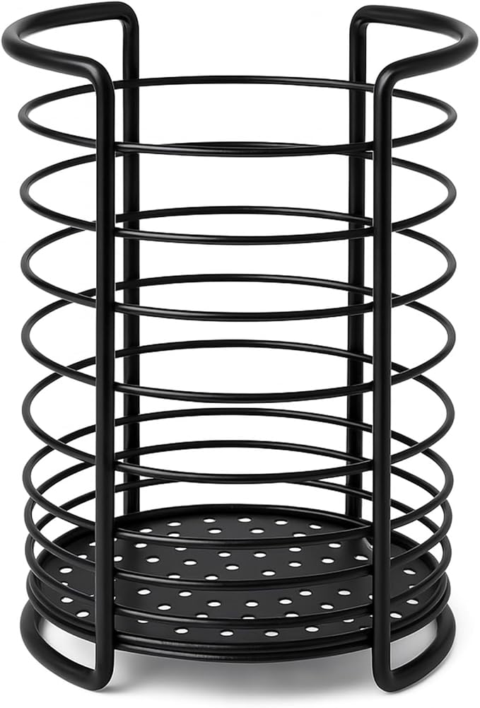 Utensil Holder for Kitchen Counter, Large Stainless Steel Cooking Utensils Spoon Spatula Organizer for Countertop, 6.3"