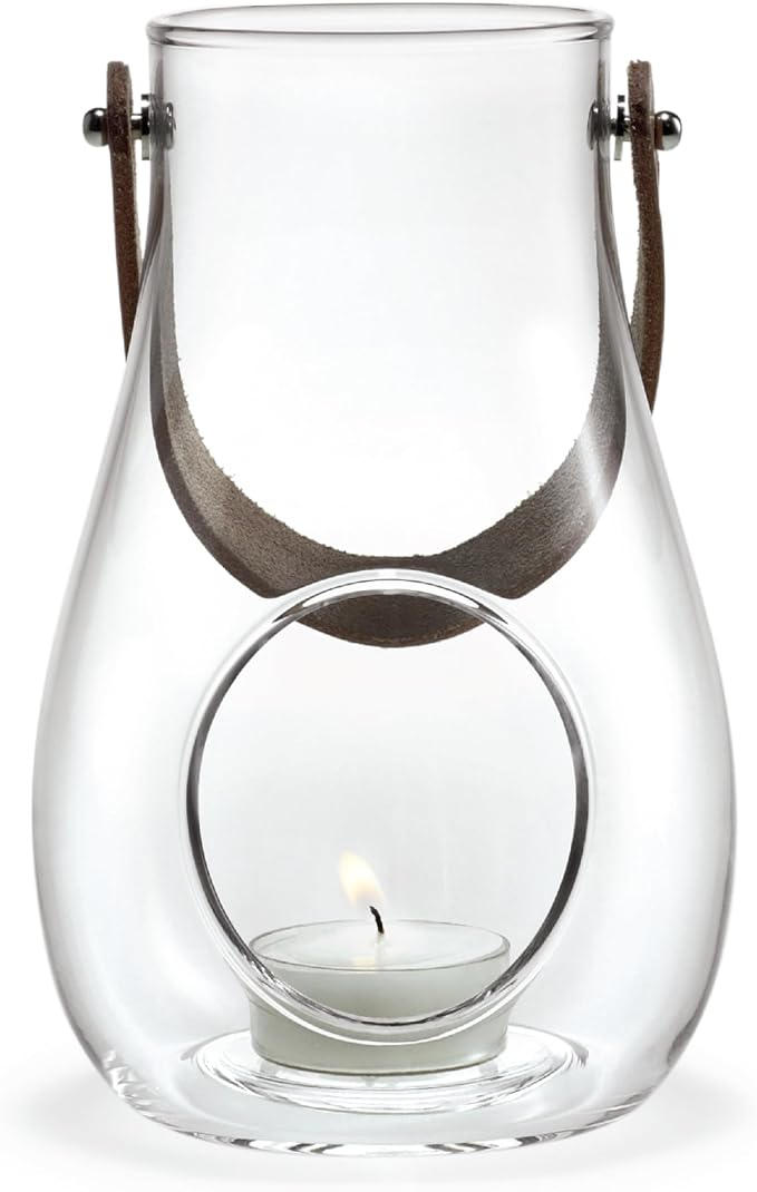 Holmegaard Design with Light Lantern, Clear, 6.5" H x 4.1" D, Designed by Maria Berntsen, Gift Box Included