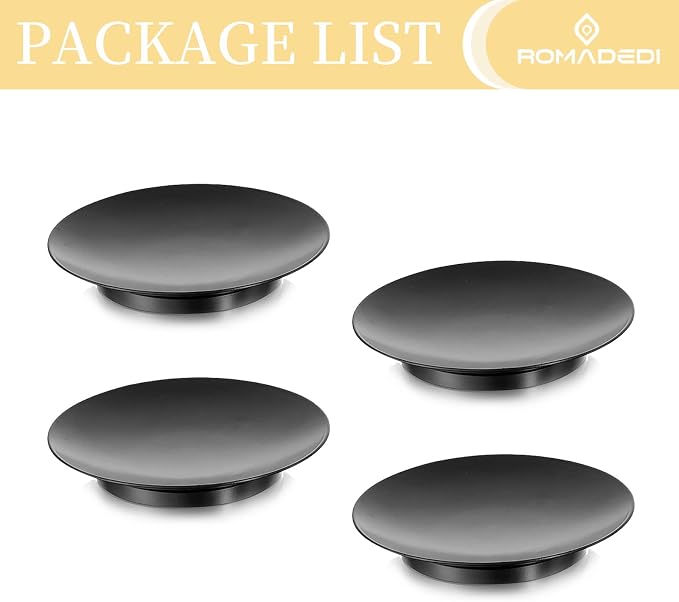 Romadedi Iron Plate Candle Holder, Black Candle Holders for Pillar Candles, Set of 4 Small Candle Tray, Pillar Candle Holder Plate Metal Candle Stand for Coffee Table Decor, Wedding, Party, Home Decor
