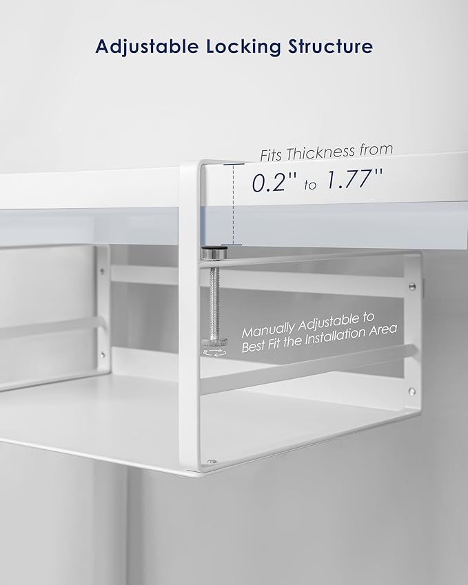 Nxconsu Under Shelf Basket Storage Organizer 2 Pack, Small 11" White | Heavy-Duty Metal Under Shelf Basket Holds 30 lbs, No-Drill Knob-Lock Storage Organizer for Kitchen Cabinet Pantry Cupboard