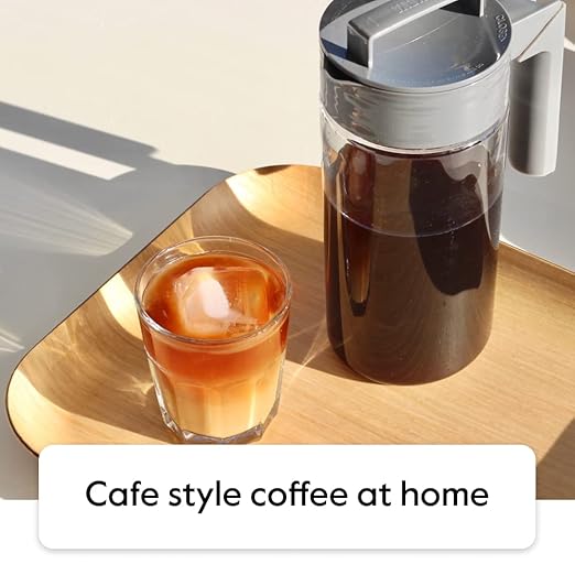 Takeya Deluxe Cold Brew Coffee Maker - BPA-Free Tritan Pitcher with Airtight Leakproof Lid, Silicone Grip Handle, Fine-Mesh Filter - Shatter-Proof, Dishwasher Safe, Made in USA - 2 Quart/Stone