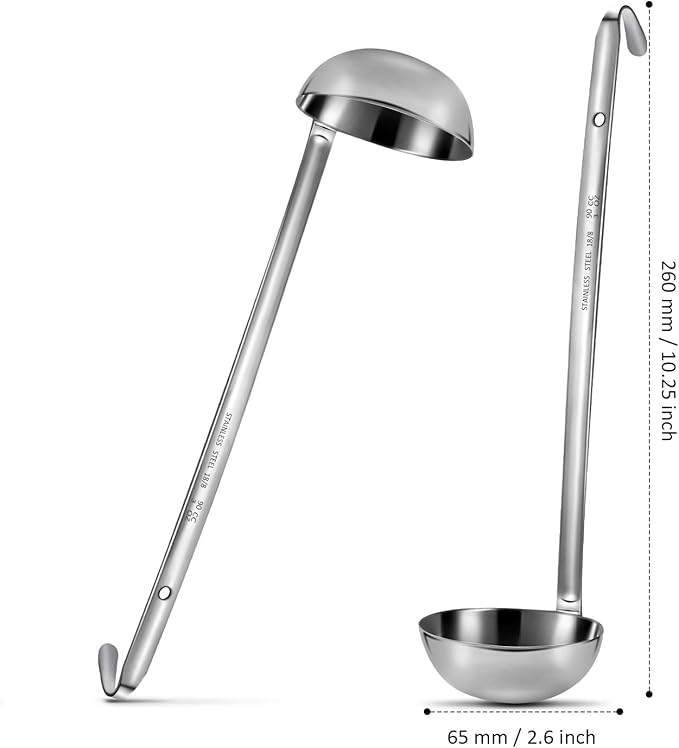 meekoo Stainless Steel Ladle Soup Handle Ladle with Pouring Rim for Kitchen Cooking Soup Sauce