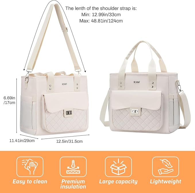 Women Lunch Box for Work,Large Insulated Lunch Bag Leakproof Cooler for Adults,Loncheras para Mujer (Beige)