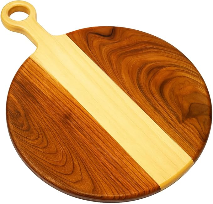 Cutting Board For Kitchen, Durable Wood Cutting Board with Handle Ideal for Chopping Vegetables, Fruits, Decorative Wooden Serving Board for Kitchen and Dining Room: 17.5"x12"