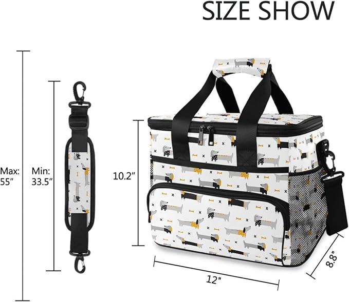 Cute Dogs Dachshunds Lunch Bag for Women Men 15L Insulated Lunch Box Large Leakproof Cooler Bag with Adjustable Shoulder Strap for Adult Work Picnic