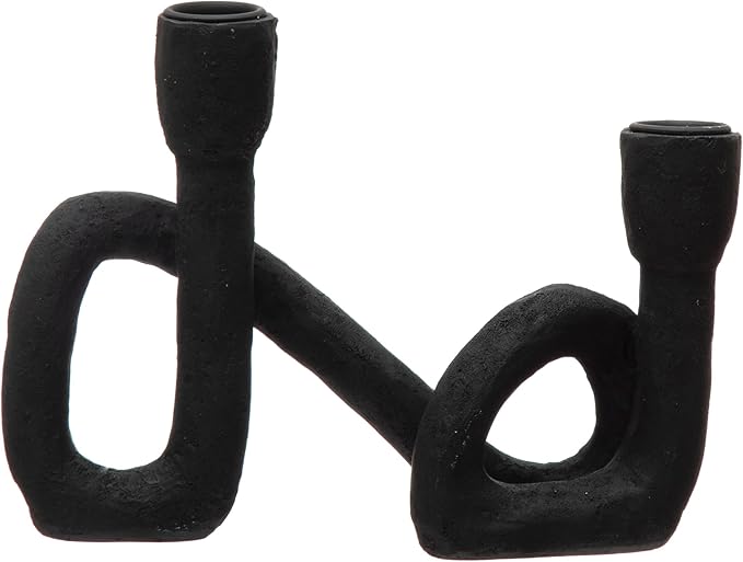 Bloomingville Decorative Resin Double Taper Candle Holder, Black