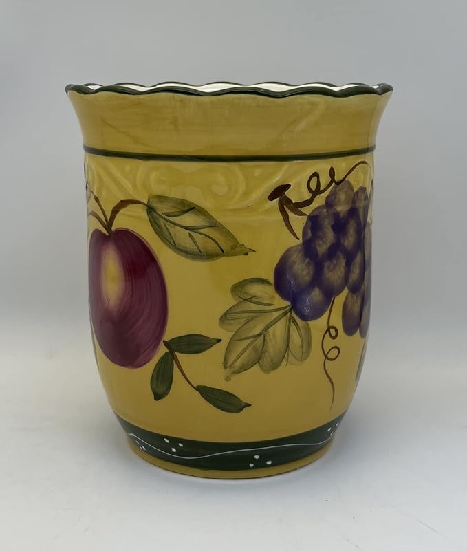 ACK Tuscany Mixed Fruit Hand Painted Ceramic, Utensil Holder, 88439