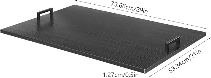Noodle Board Stove Covers with Handles, 29 x 21In Durable Extra Thick Acacia Wood Counter Space Top Covers for Electric Stoves & Sink Rustic Decorative Tray for Kitchen