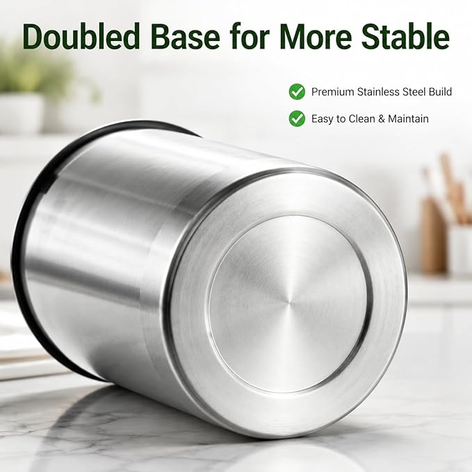 KSENDALO Jumbo Utensil Holder and Medium 6.6inch Utensil Crock Set for Countertop,Stainless Steel Utensil Caddy for Spoons, Silverware, and Spatulas for Kitchen, Silver