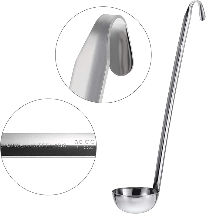 meekoo 3 Pieces Stainless Steel Ladle Soup Handle Ladle with Pouring Rim for Kitchen Cooking Soup Sauce (1 oz)