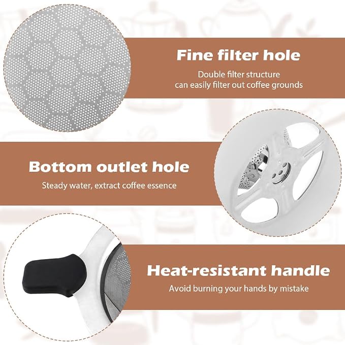 Pour Over Coffee Dripper, Paperless Coffee Filter, Pour Over Drip Coffee Filter, Stainless Steel Reusable Filter Easy Clean Maker Pour Over Coffee Dripper Double Mesh With Brush