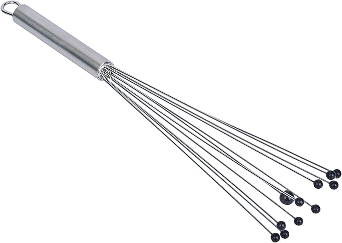 Restaurantware 12.5 in Stainless Steel Ball Whisk with Silicone Tips - German Standard Sauce & Gravy Whisk, Non-Scratch, Dishwasher Safe - Non-Stick Silicone Ball Whisk for Baking
