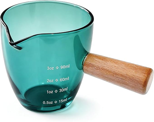 Espresso Measuring Cup with Handle, Espresso Pouring Cup, Espresso Shot Cup, 3oz Glass Measuring Cup For Coffee, Milk, Tea, Baking and Cooking (Turquoise 90ml)