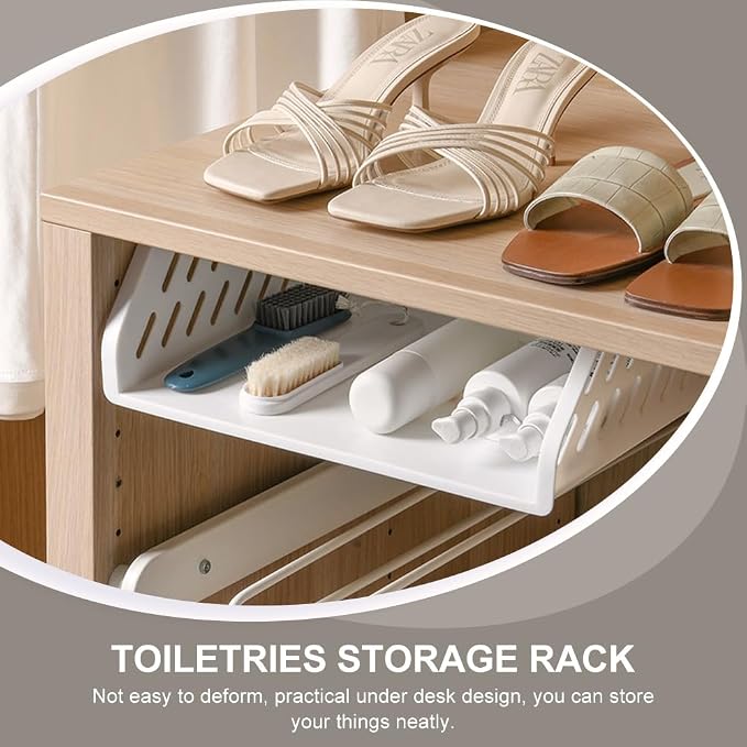 Cabilock Plastic Kitchen Storage Shelf 12.71X9.05X3.54In under Desk Hanging Rack Organizer for Bathroom Office Multipurpose Neat Storage Solution