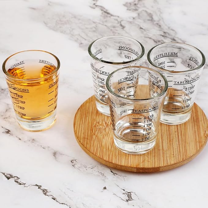 Set of 2 Shot Glasses - Heavy Glass, Perfect for Measuring Espresso, Wine, and More 26-Incremental Measurement 1oz, 6 Tsp, 2 Tbs, 30ml (2, Black)