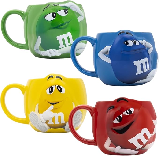 M&M'S WORLD Set of 4 Coffee Mugs - Colorful Tea & Coffee Mug Gift Set, For a Birthday Gift, & More