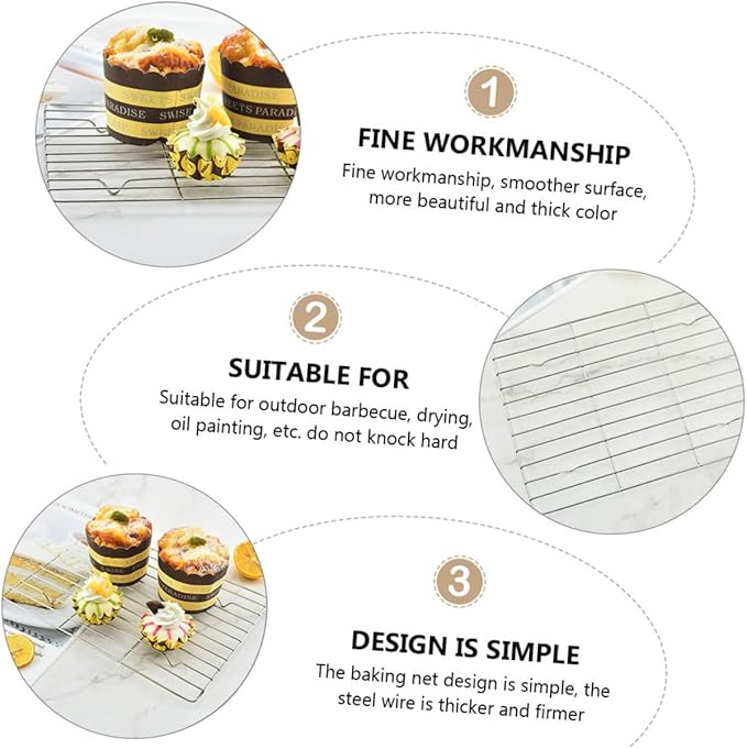3pcs Nonstick Baking Cooling Rack Set Small Size Stainless Steel Cake and Pastry Cooler Shelves for Home Bakers