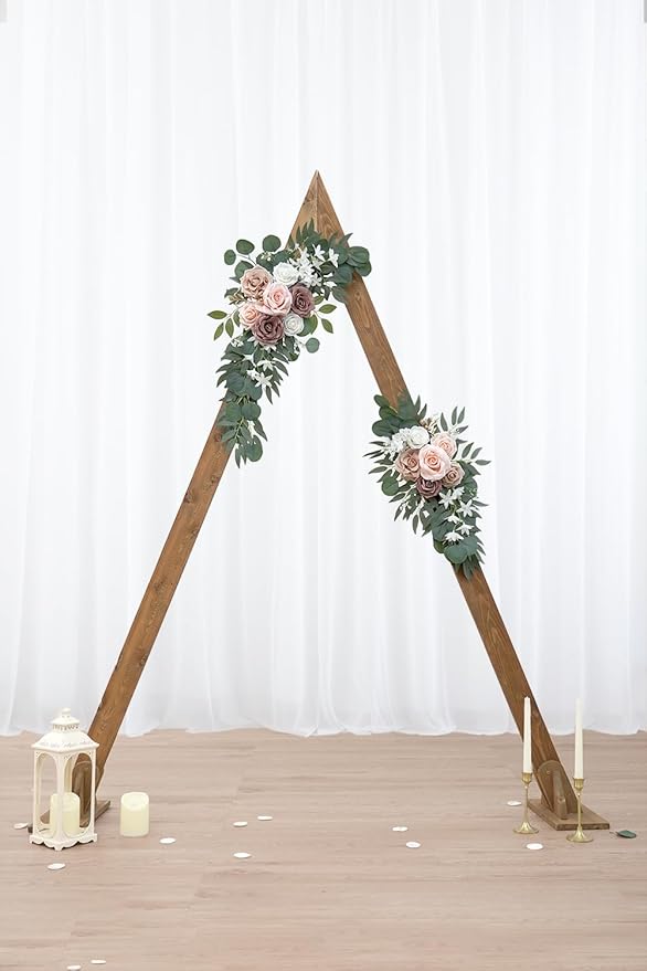 Olalaka Artificial Dusty Rose Flowers Swag Set of 2 for Wedding Welcome Signs Floral Decorations, Wedding Arch Flowers for Wedding Ceremony
