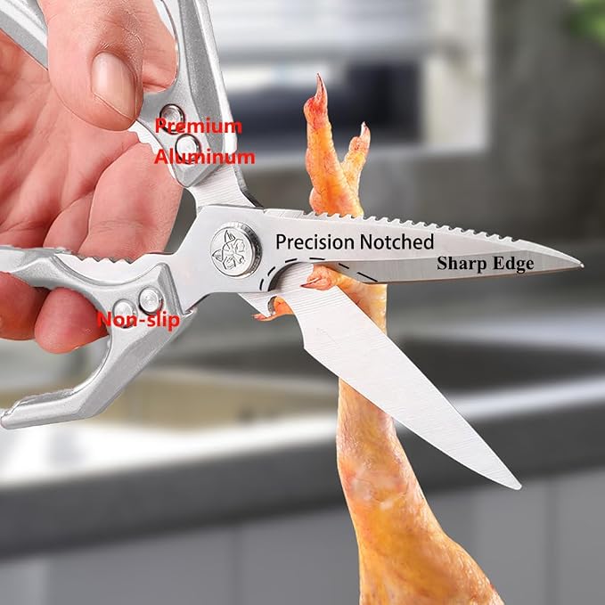 All Purpose Heavy Duty Kitchen Scissors for Food All Metal Cooking Shears for Poultry Meat Sea Food Dishwasher Safe