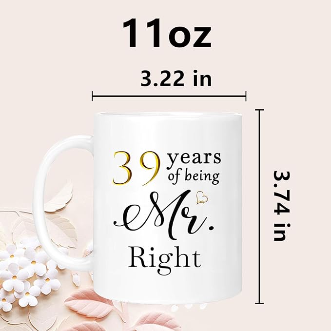 39th Anniversary Coffee Mugs Set of 2, 39 Year Anniversary Wedding Gifts Decorations for Couple Parents Grandparents Men Women Husband Wife Him Her, Gift Box Packaging, 11oz