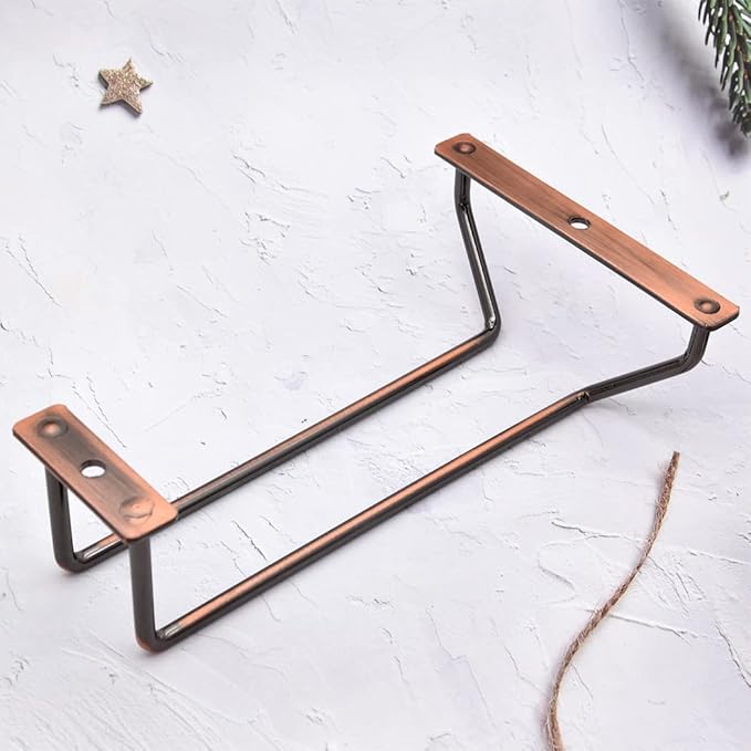 7-Inch Red Copper Wine Glass Rack - Under Cabinet Stemware Wine Glass Holder for Bar Kitchen (1 Rows, 3 Pack)