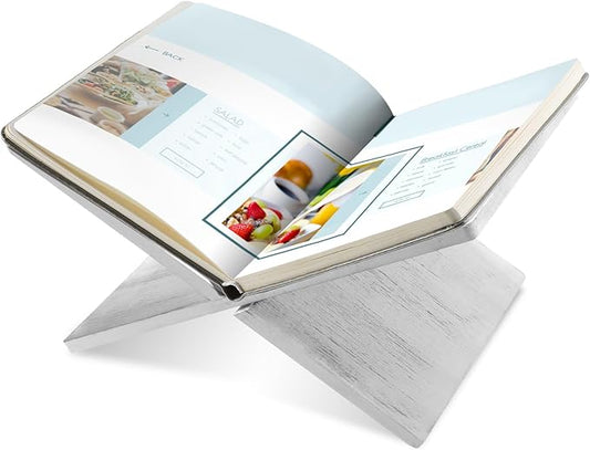 Geetery Book Stand Book Holder for Display Reading Textbook Holder Open Display Stand for Open and Closed, Cookbook, Magazines, Textbooks, Recipe(White)