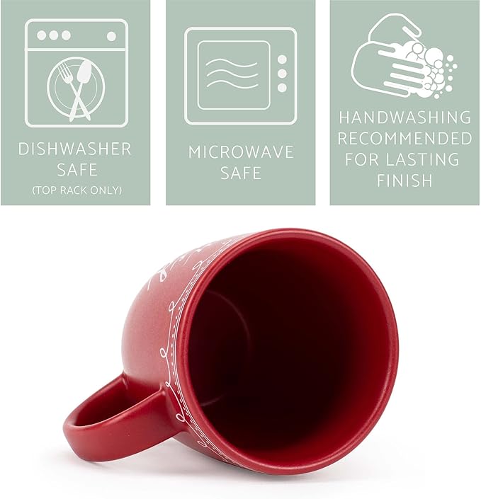 Elanze Designs Loved Raw Clay Bottom Red 16 ounce Ceramic Christmas Coffee Mugs Set of 4