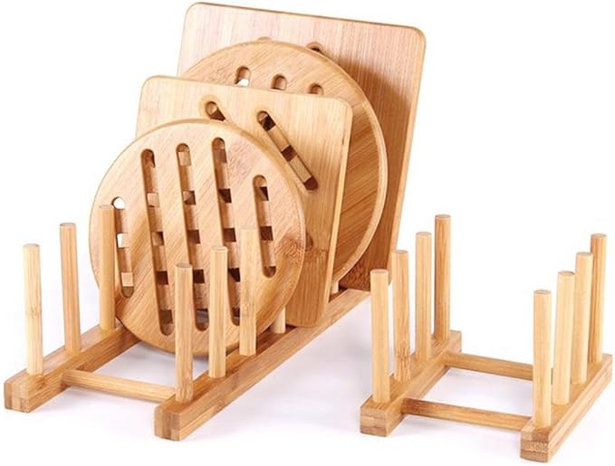 YWSHF Bamboo Wooden Dish Rack Dishes Drainboard Drying Drainer Storage Holder Stand Kitchen Cabinet Organizer for Dish,Plate,Bowl,Cup Pot,Lid,Book
