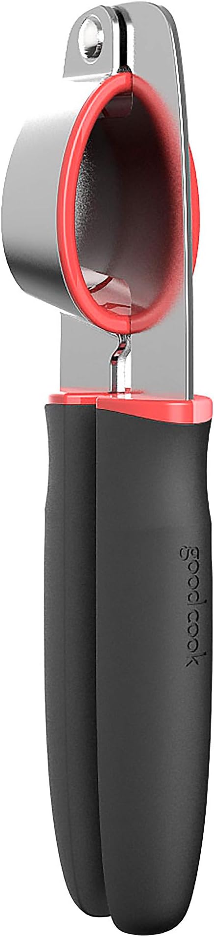 GoodCook Touch Dishwasher Safe Garlic Press with Stainless Steel Head, Black/Red