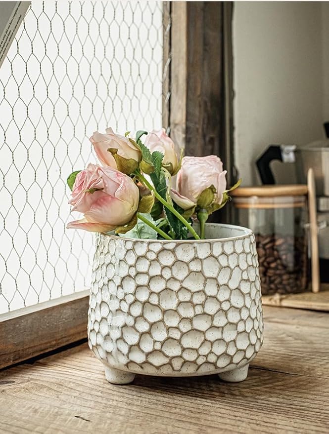 Utensil Crock, 4.5 Inches Utensil Holder for Counter, Kitchen Utensil Organizer, Farmhouse Kitchens Countertop Decor, Flower Pot, Makeup Tool Holder, Pen Holder