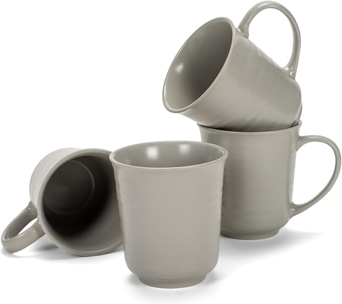 Elanze Designs Grey Matte Glaze Finish 17 ounce Stoneware Coffee Cup Mugs Set of 4