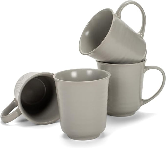 Elanze Designs Grey Matte Glaze Finish 17 ounce Stoneware Coffee Cup Mugs Set of 4
